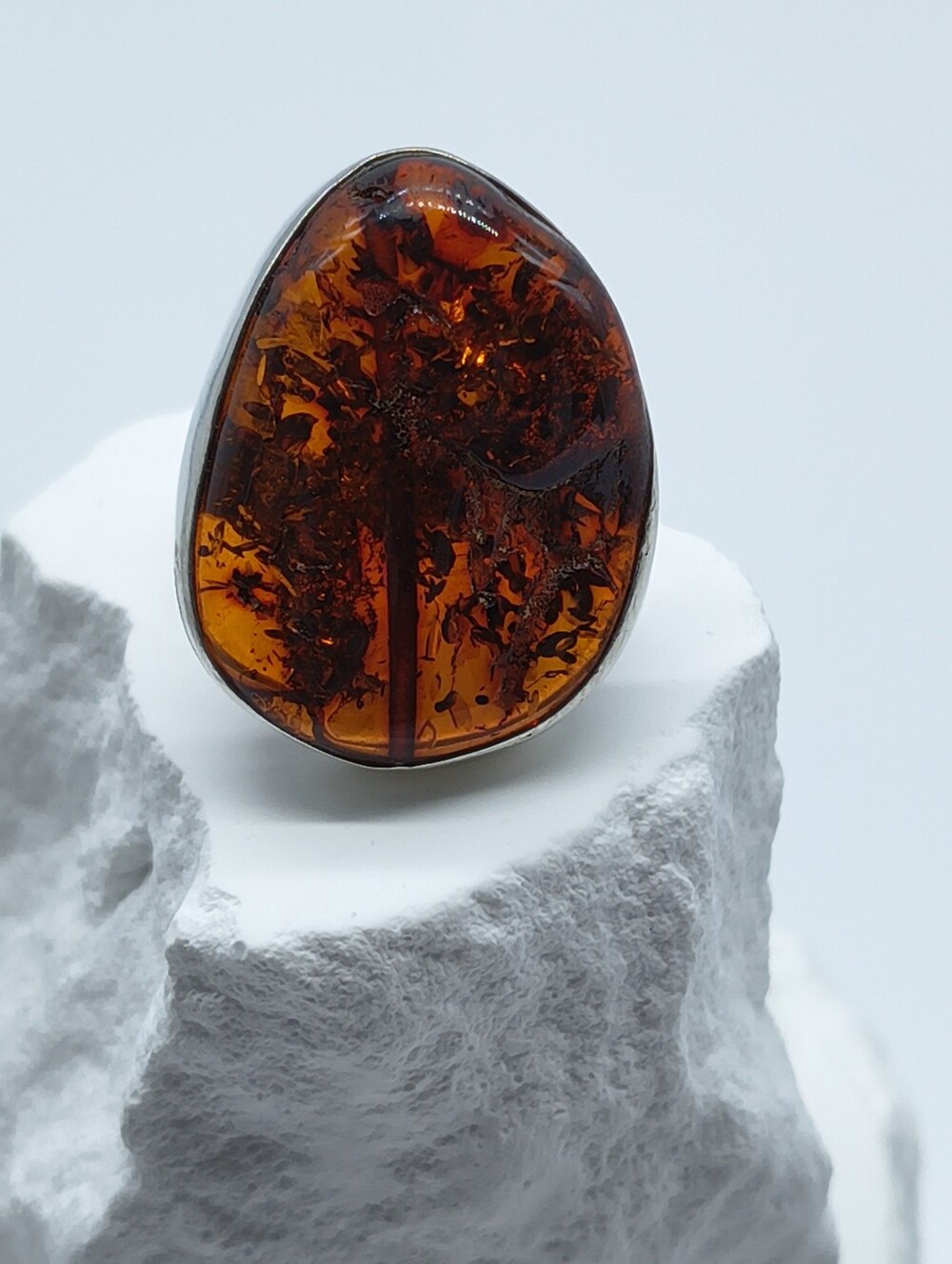 Sterling Silver Baltic Amber Statement Ring